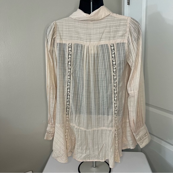 Free People Mikaela Button-Up Cotton Tunic in Champagne Toast NWT - Picture 4 of 4